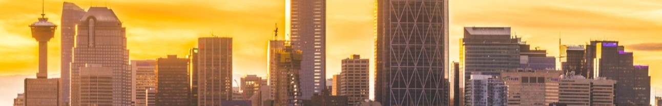 Calgary skyline at sunset